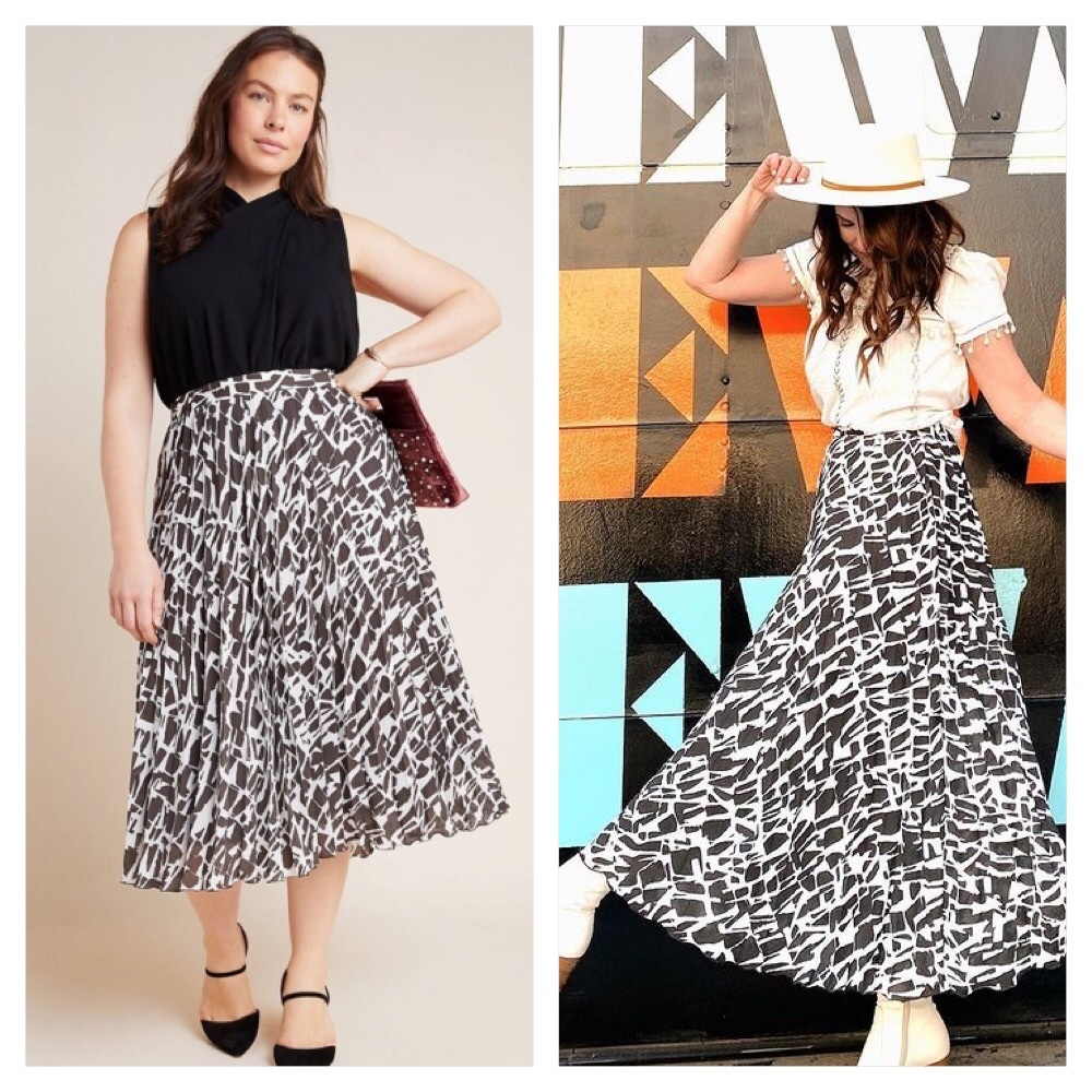 ANTHROPOLOGIE MAEVE HILDI PLEATED MIDI SKIRT